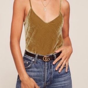 Reformation Velvet Duchess Tank Gold